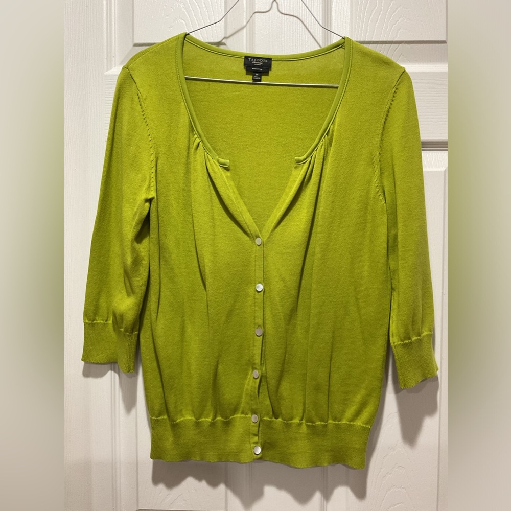 Talbots cotton cardigan 3/4 sleeves petite